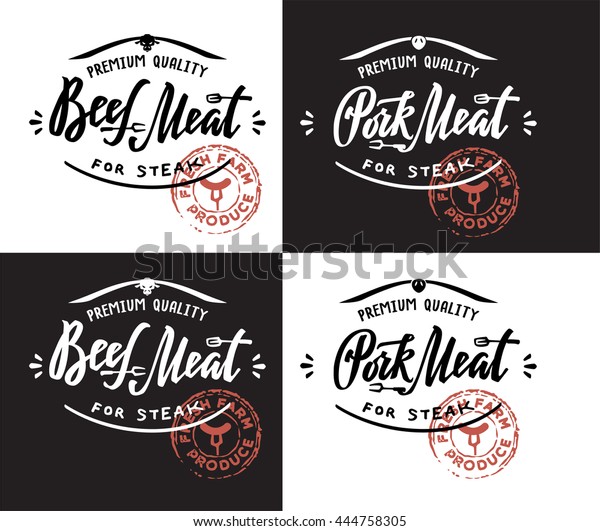Meat Lettering label and\
logotype.