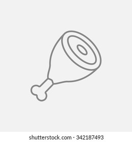 Icono de línea de carne para web, móvil e infografía. Icono vector de gris oscuro aislado en fondo gris claro.