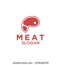 Meat Logo For Butcher Shop Or Another Brand. Trend Lineart Logo Design Template Illustration.