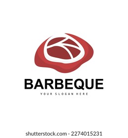Meat Logo, Smoked Beef Vector, BBQ Grill Baberque Logo Design And Butcher Cut, Illustration Template Icon