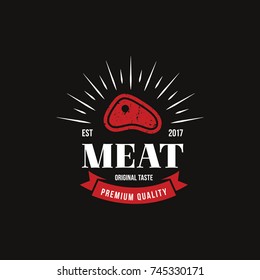 Meat Logo with Meat Symbol Silhouette Flat Isolated Graphic Emblem