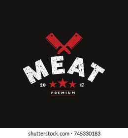 Meat Logo. Meat Vintage Symbol Flat Isolated Graphic 