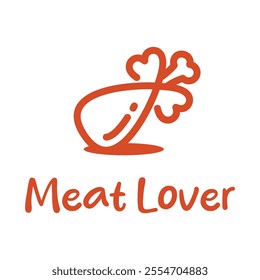 meat lover flat minimalist logo design