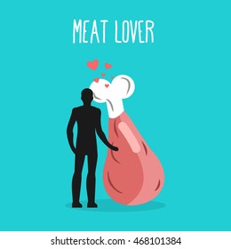 Meat lovers. Infatuated with pork ham. Man and beef.
