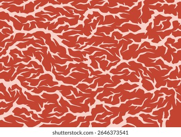 Meat marbled texture. Raw red fresh meat slice for cooking, aged steak pattern. Macro of premium cow meat background with structure and streaks. Flat cartoon vector illustration