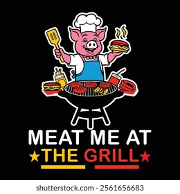 Meat me at the grill T-Shirt Design And Illustration