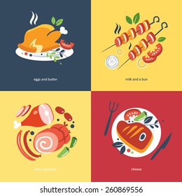 meat menu food concept flat design