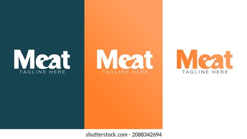 Meat modern logo design premium vector