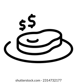 Meat for money icon outline vector. Happy rich. Coin school