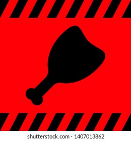Meat on the bone black on a red background, vector illustration for design.
