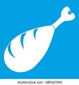 Meat on the bone icon white isolated on blue background vector illustration