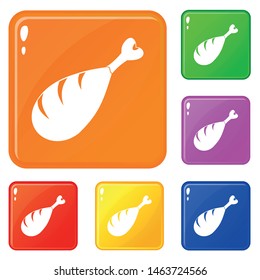 Meat on the bone icons set collection vector 6 color isolated on white background
