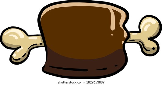 Carne en el hueso, ilustración, vector sobre fondo blanco