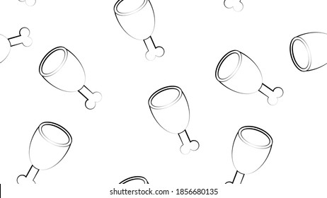 Meat on bone seamless pattern . Piece of beef background. Pork ham texture. Food isometric style.