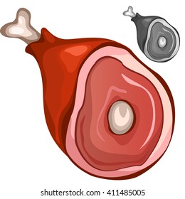 Meat on the bone. Vector illustration.