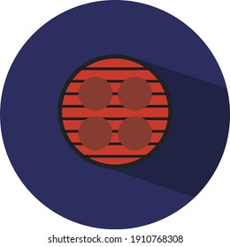 Carne en parrilla, ilustración, vector sobre fondo blanco.