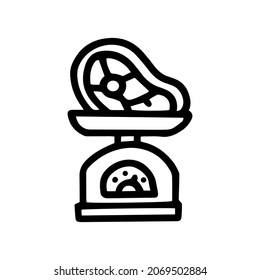 meat on scales line vector doodle simple icon