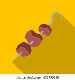 Meat on the skewer.BBQ single icon in flat style vector symbol stock illustration web.