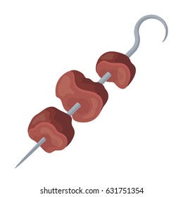 Meat on the skewer.BBQ single icon in cartoon style vector symbol stock illustration web.