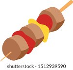 Meat on stick, illustration, vector on white background.