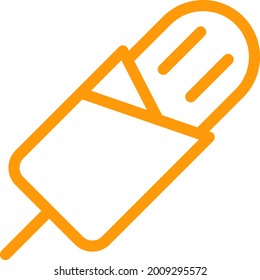 Carne sobre un palo, ilustración, vector sobre un fondo blanco.
