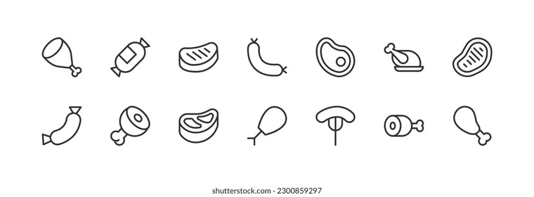 meat outline icon collection. Thin line simple elements for web and app. Premium pack