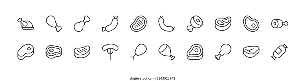 meat outline icon collection. Thin line simple elements for web and app. Premium pack