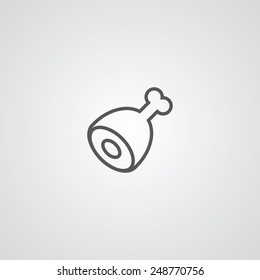 meat outline thin symbol, dark on white background, logo editable, creative template 