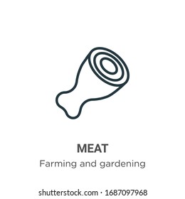 Meat outline vector icon. Thin line black meat icon, flat vector simple element illustration from editable farming and gardening concept isolated stroke on white background