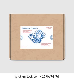 Meat packaging concept. Label for packaging sausages.