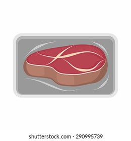 Meat packaging. fresh steak.Vector illustration of beef