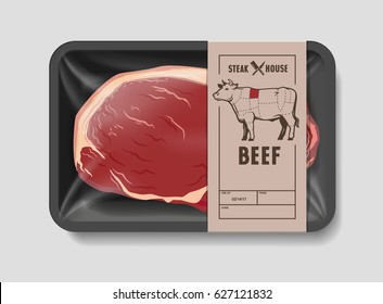 Meat Packaging Steak Vector Illustration Of Beef