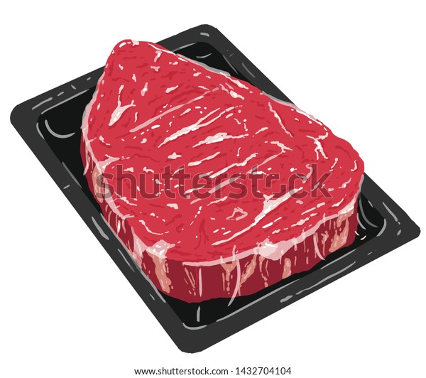 Meat Packaging Steak Vector Illustration Beef Stock Vector Royalty Free 1432704104