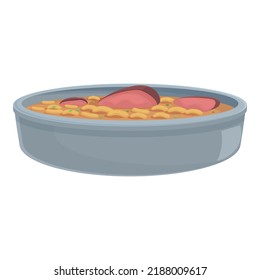 Meat Pasta Soup Icon Cartoon Vector. Portugal Food. Meal Cuisine