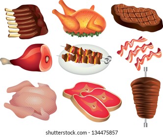 meat photo-realistic vector set