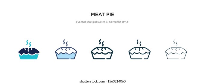 meat pie icon in different style vector illustration. two colored and black meat pie vector icons designed in filled, outline, line and stroke style can be used for web, mobile, ui