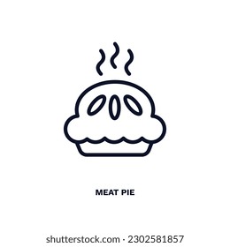 meat pie icon. Thin line meat pie icon from culture and civilization collection. Outline vector isolated on white background. Editable meat pie symbol can be used web and mobile