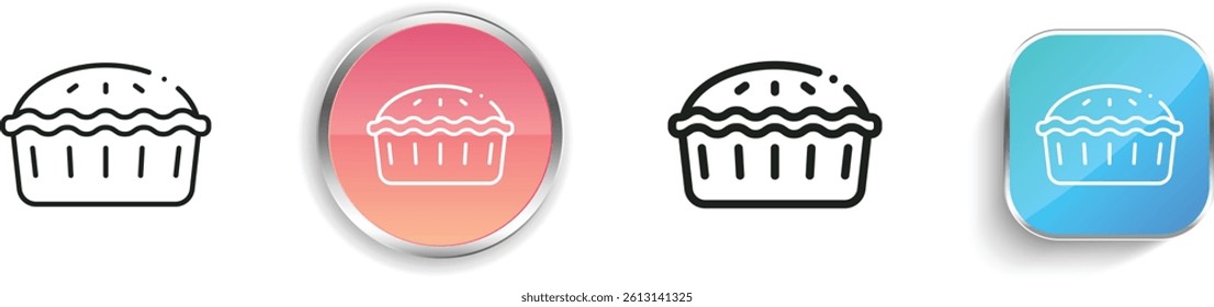 meat pie icon. Thin Linear, Regular and Button Style Design Isolated On White Background