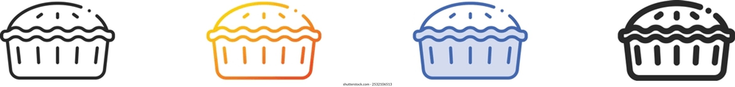 meat pie icon.Thin Linear, Gradient, Blue Stroke and bold Style Design Isolated On White Background