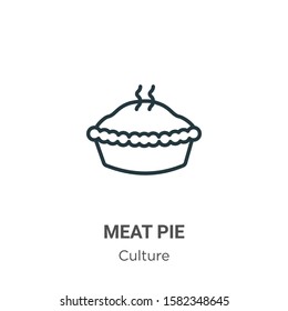 Meat pie outline vector icon. Thin line black meat pie icon, flat vector simple element illustration from editable culture concept isolated on white background