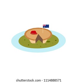 Meat pie with pea soup on the white background. Vector illustration