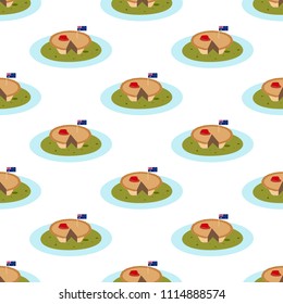 Meat pie with pea soup seamless pattern on the white background. Vector illustration