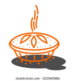 Meat pie,  quiche vector line two color illustration. Hot, fresh, tasty and organic. Bakery shop web graphics, advertisements, brochures, business templates. Isolated on a white background.