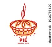 Meat pie, roll, quiche vector line logo templates. Two color illustration. Hot, fresh and tasty. Bakery shop menu, advertisements, brochures, business templates. Isolated on a white background.