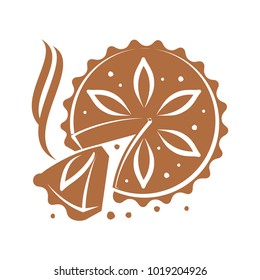 Meat pie, roll, quiche vector contrast one color illustration. Hot, fresh, tasty and organic. Bakery shop web graphics, advertisements, brochures, business templates. Isolated on a white background.