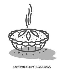 Meat pie, roll, quiche vector line two color illustration. Hot, fresh, tasty and organic. Bakery shop web graphics, advertisements, brochures, business templates. Isolated on a white background.