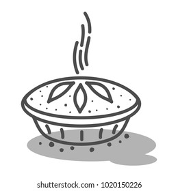 Meat pie, roll, quiche vector line two color illustration. Hot, fresh, tasty and organic. Bakery shop web graphics, advertisements, brochures, business templates. Isolated on a white background.