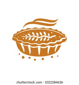 Meat pie, roll, quiche vector contrast one color illustration. Hot, fresh, tasty and organic. Bakery shop web graphics, advertisements, brochures, business templates. Isolated on a white background.