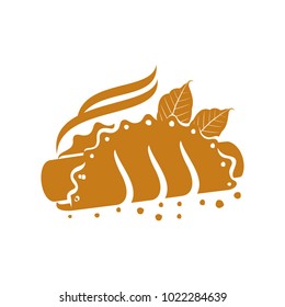 Meat pie, roll, quiche vector contrast one color illustration. Hot, fresh, tasty and organic. Bakery shop web graphics, advertisements, brochures, business templates. Isolated on a white background.