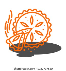 Meat pie, roll, quiche vector line two color illustration. Hot, fresh, tasty and organic. Bakery shop web graphics, advertisements, brochures, business templates. Isolated on a white background.